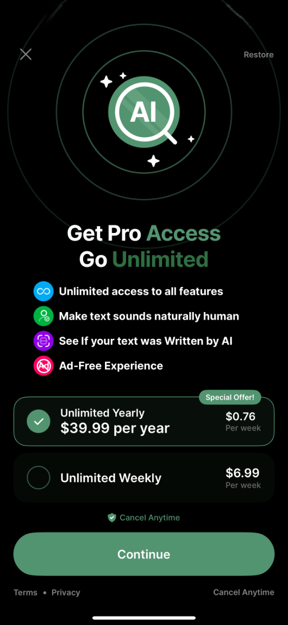 GPTZero screenshot 2